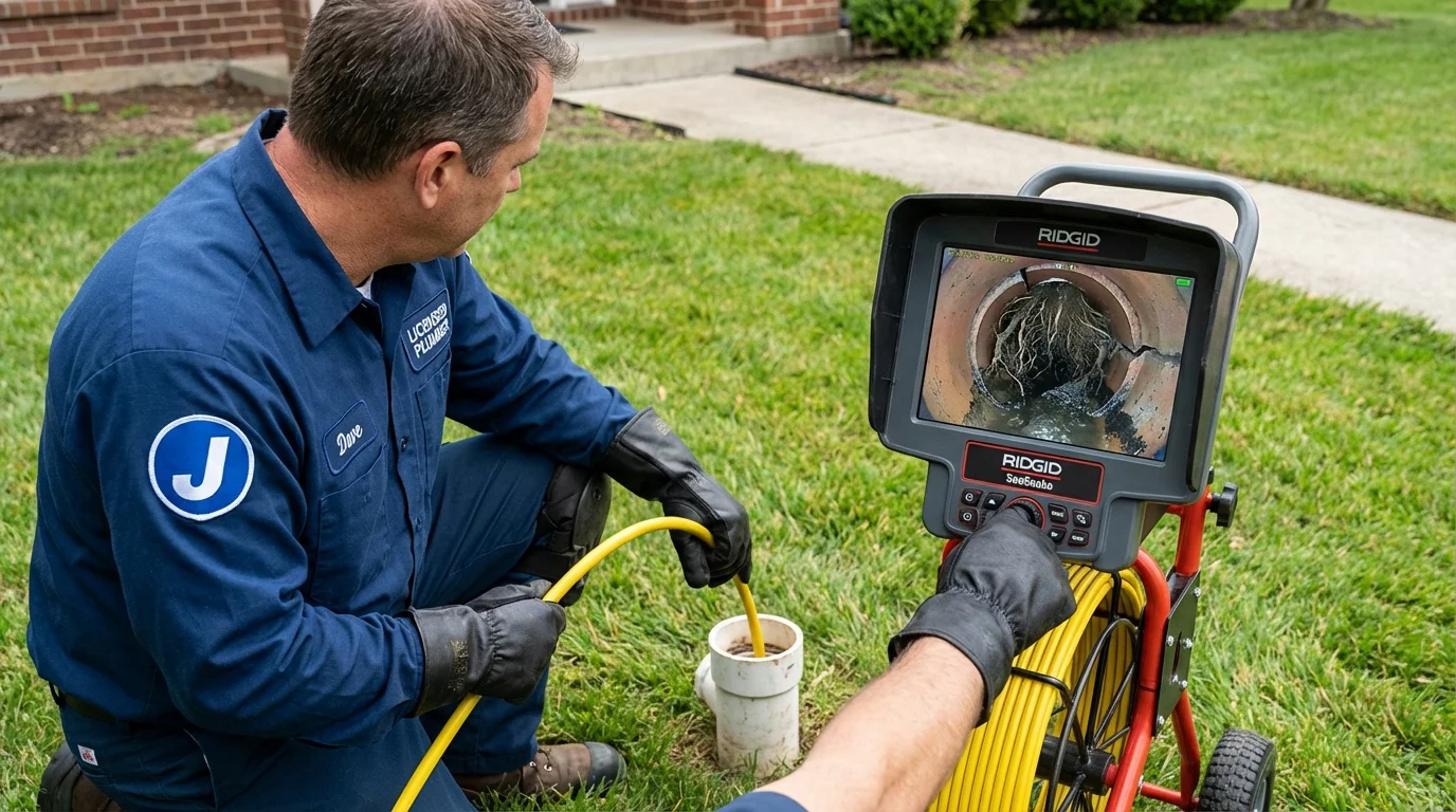 Sewer camera inspection being performed by Johns Plumbing LLC in Three Oaks